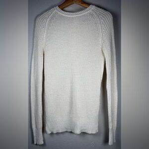 Zara Knit Cream Crewneck Sweater Button Down Back Size Small‎
